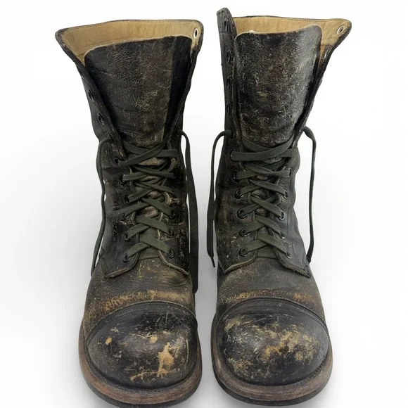 Combat Jump Boots Men Size 10.5-11 VTG 1950s Weathered Black Leather BF Goodrich
